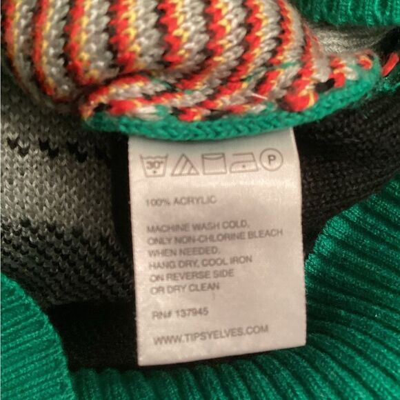 TIPSY ELVES SZ SMALL UGLY CHRISTMAS SWEATER ELECTROCUTED CAT - Picture 8 of 8